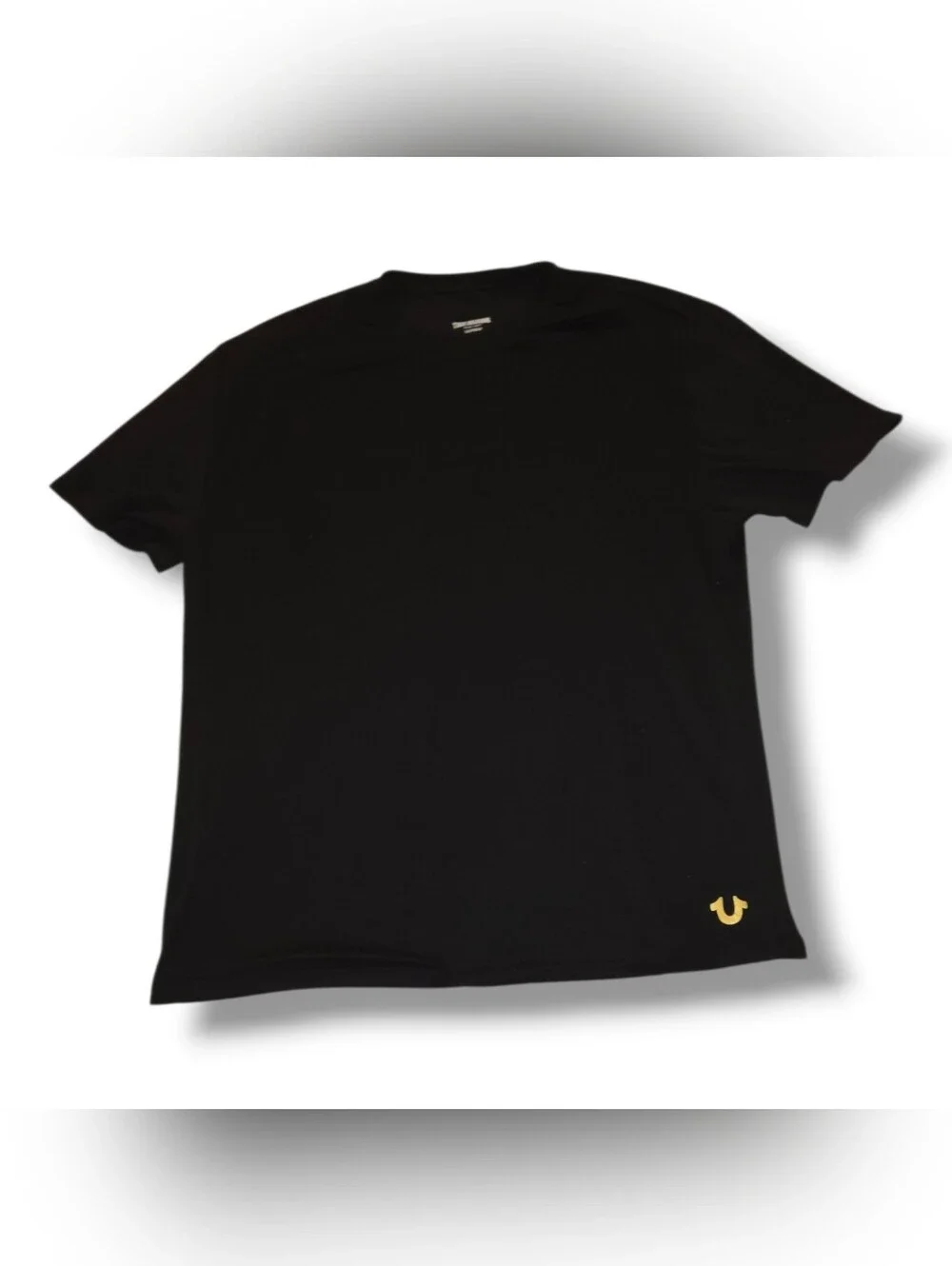 True Religion Men’s Black Crew Neck T-Shirt with Gold Logo